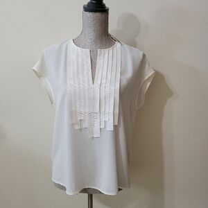 NWT J. Crew White Grosgrain Ribbon Sleeveless Top Blouse